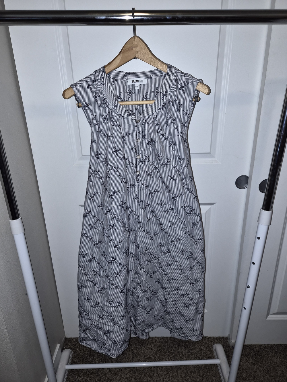 William Rast Gray Striped Maxi Dress with Black Floral Print